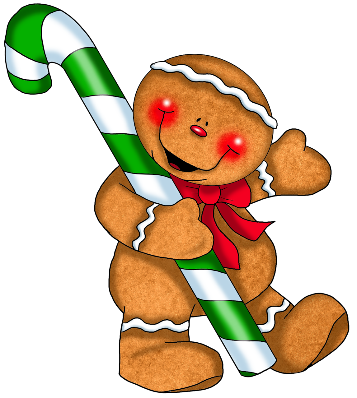 Gingerbread Ornament with Candy Cane PNG Clipart