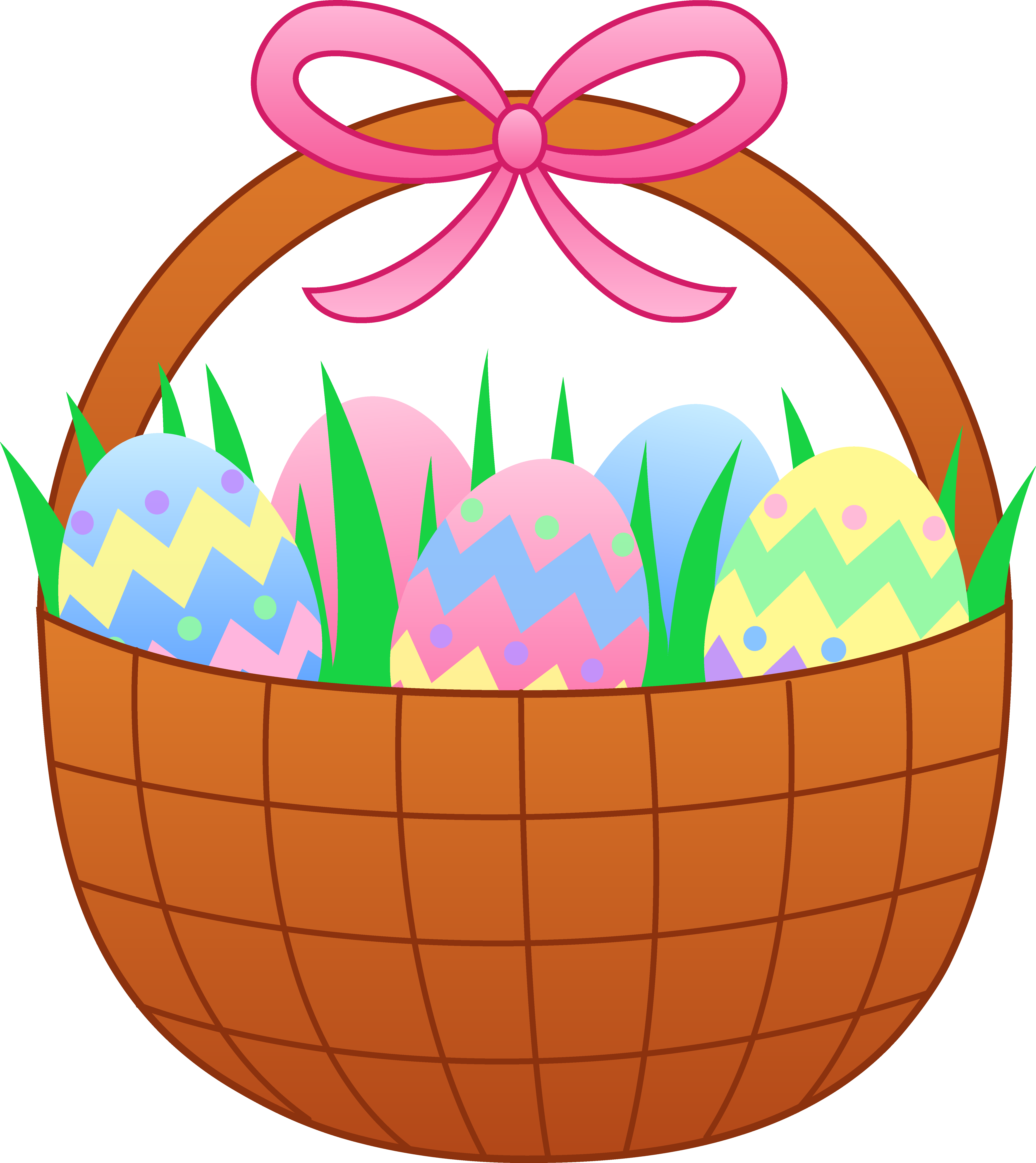 Easter Basket With Colorful Eggs - Free Clip Art
