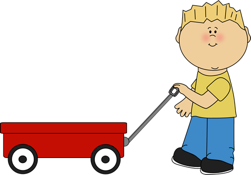 Boy Pulling a Wagon Clip Art - Boy Pulling a Wagon Image
