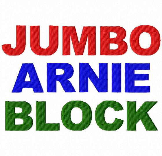 JUMBO Arnie Block Machine Embroidery Font Sizes by LilliPadGifts
