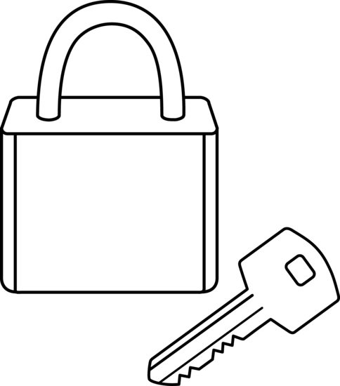 Lock and Key Line Art - Free Clip Art