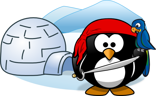 Penguin Pirate With Igloo clip art - vector clip art online ...