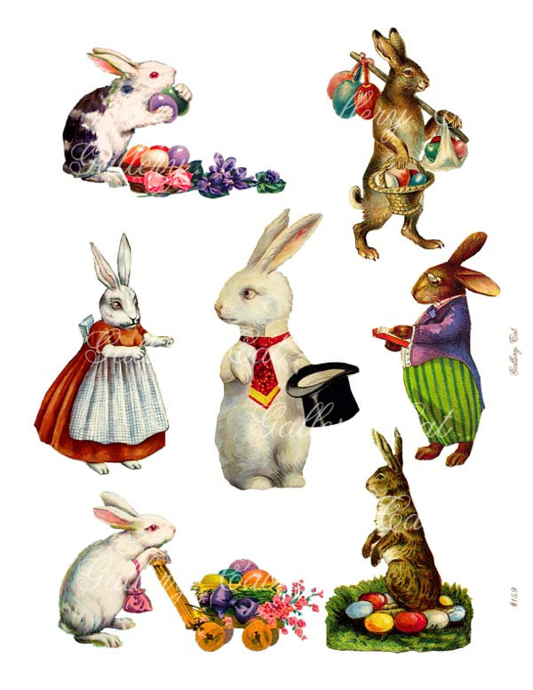 Vintage EASTER BUNNY Instant Download Rabbit Clip by GalleryCat