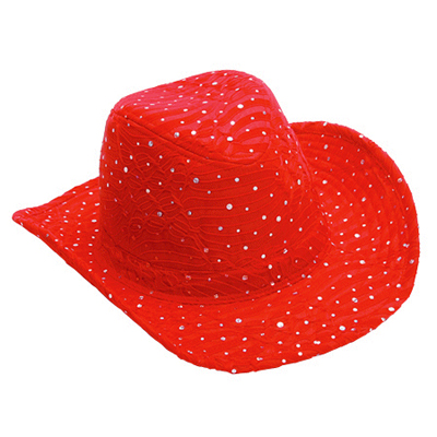 Red Hat-Red Sparkle Cowboy Hat