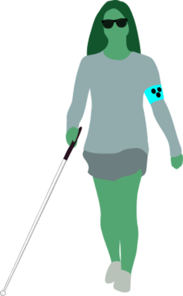 Blind woman with a walking stick - vector Clip Art
