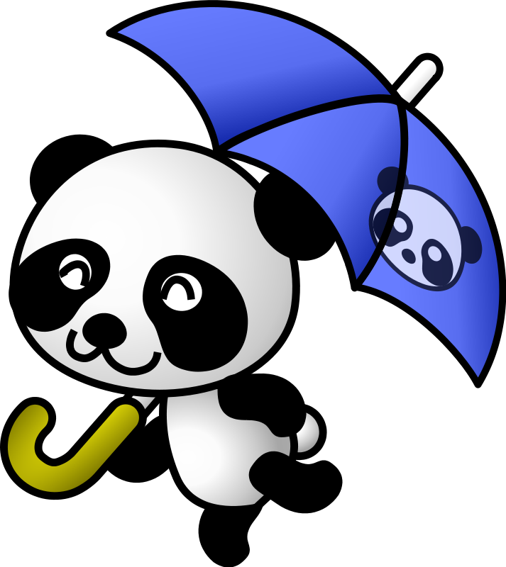 Umbrella panda Free Vector / 4Vector