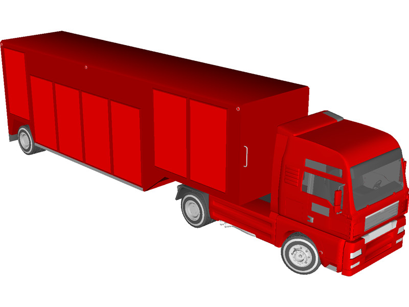 Euro Semi Truck with Trailer 3D Model Download | 3D CAD Browser
