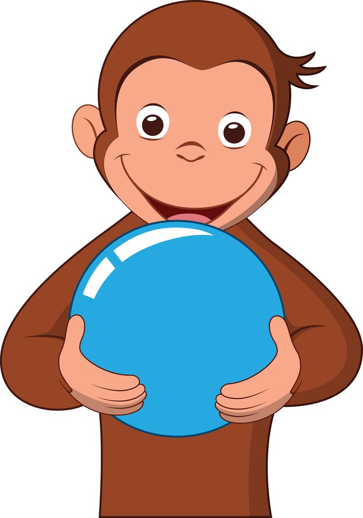 Curious George with a blue ball | Children's Characters | Pinterest