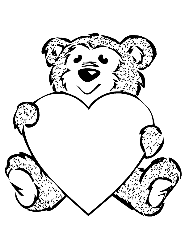 Cute Teddy Bear Coloring Pages Alltoys Heart Page Colouring Sheet