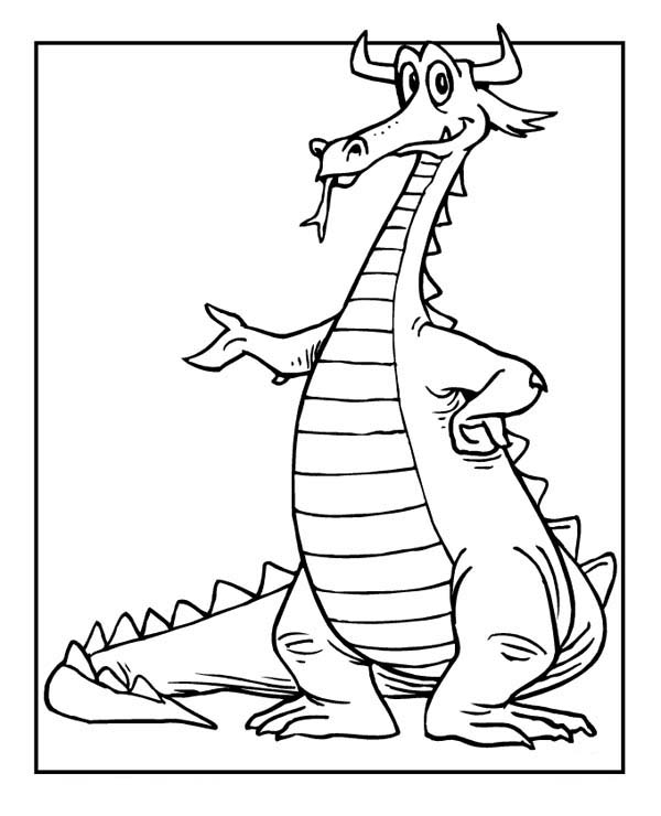 Friendly Dragon with Welcome Gesture Coloring Page - Free ...