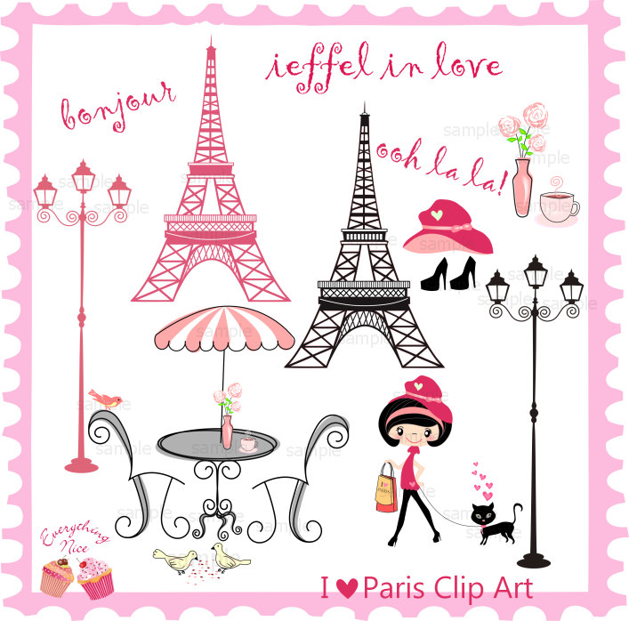 I love Paris Clip Art Set by 1EverythingNice on Etsy