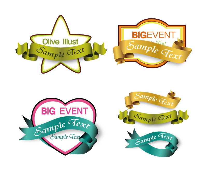 Shopping Labels with Ribbons Vector Graphic | Free Vector Graphics ...
