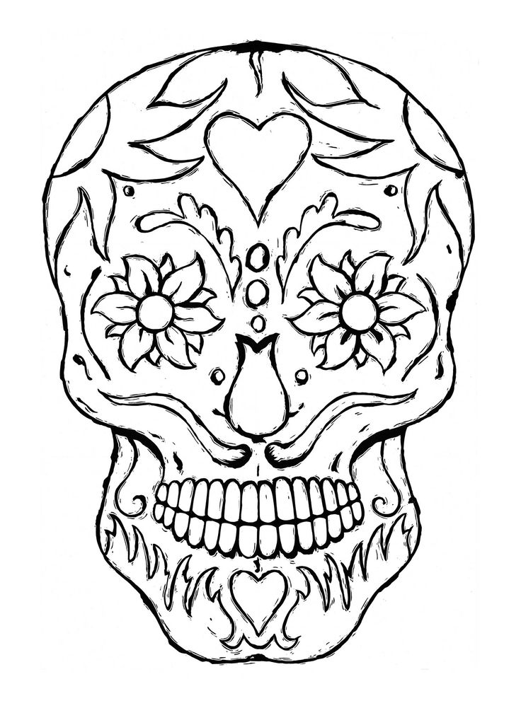 Printable sugar skull coloring sheet | Cutout - Templates | Pinterest