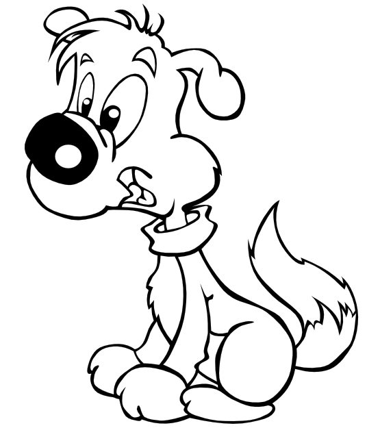 Puppy Cartoon 2 Black White Line Coloring Sheet Colouring Page ...