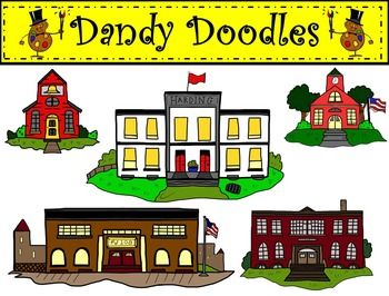 School Buildings Clip Art by Dandy Doodles