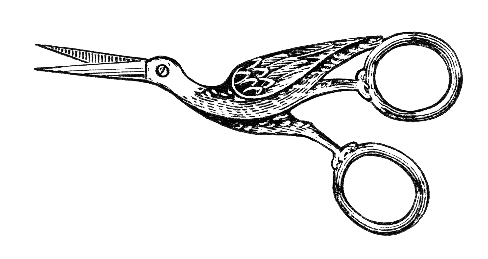 Free Vintage Image Bird Design Embroidery Scissors Clip Art | Old ...