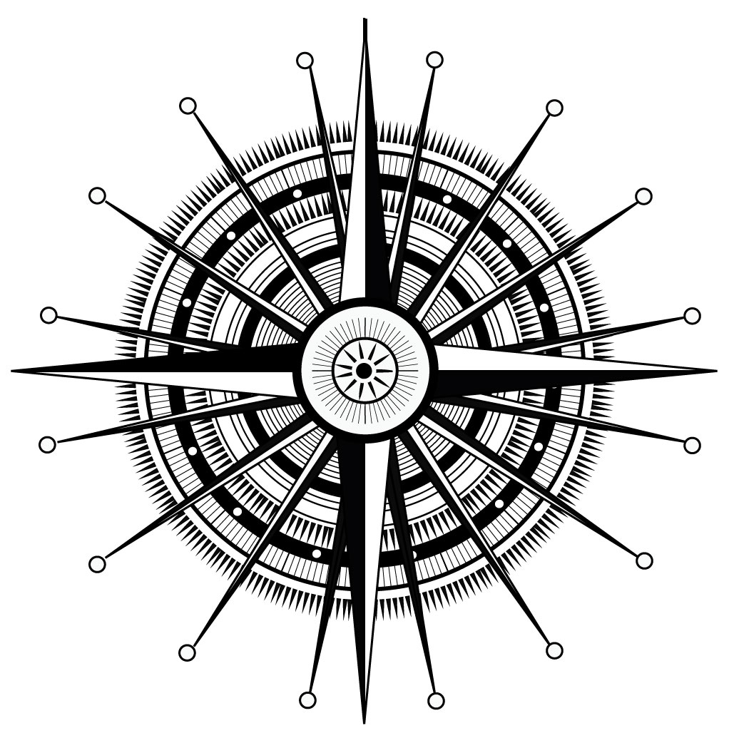 Map Of The Us With Compass Rose - United States Map