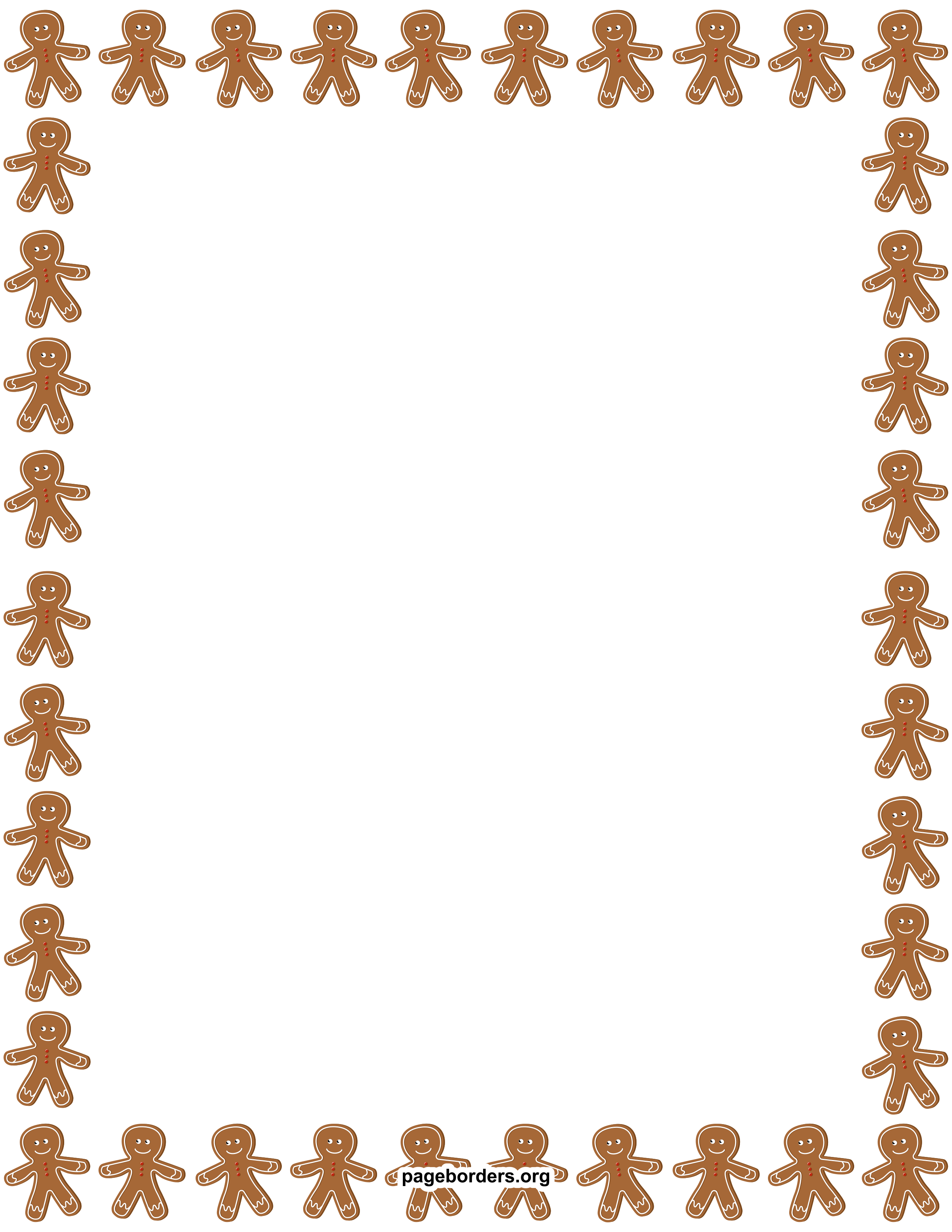Gingerbread Man Border: Clip Art, Page Border, and Vector Graphics