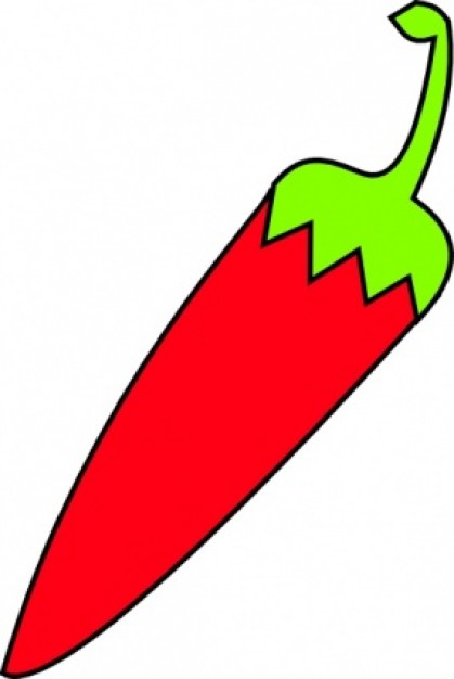 Red Chili With Green Tail clip art Vector | Free Download
