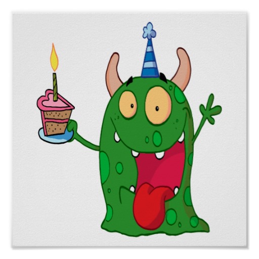 funny birthday monster cartoon character posters | Zazzle