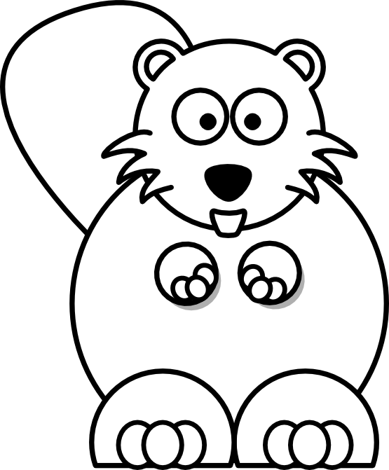 Cartoon Beaver Black White Line Coloring Sheet Colouring Page ...