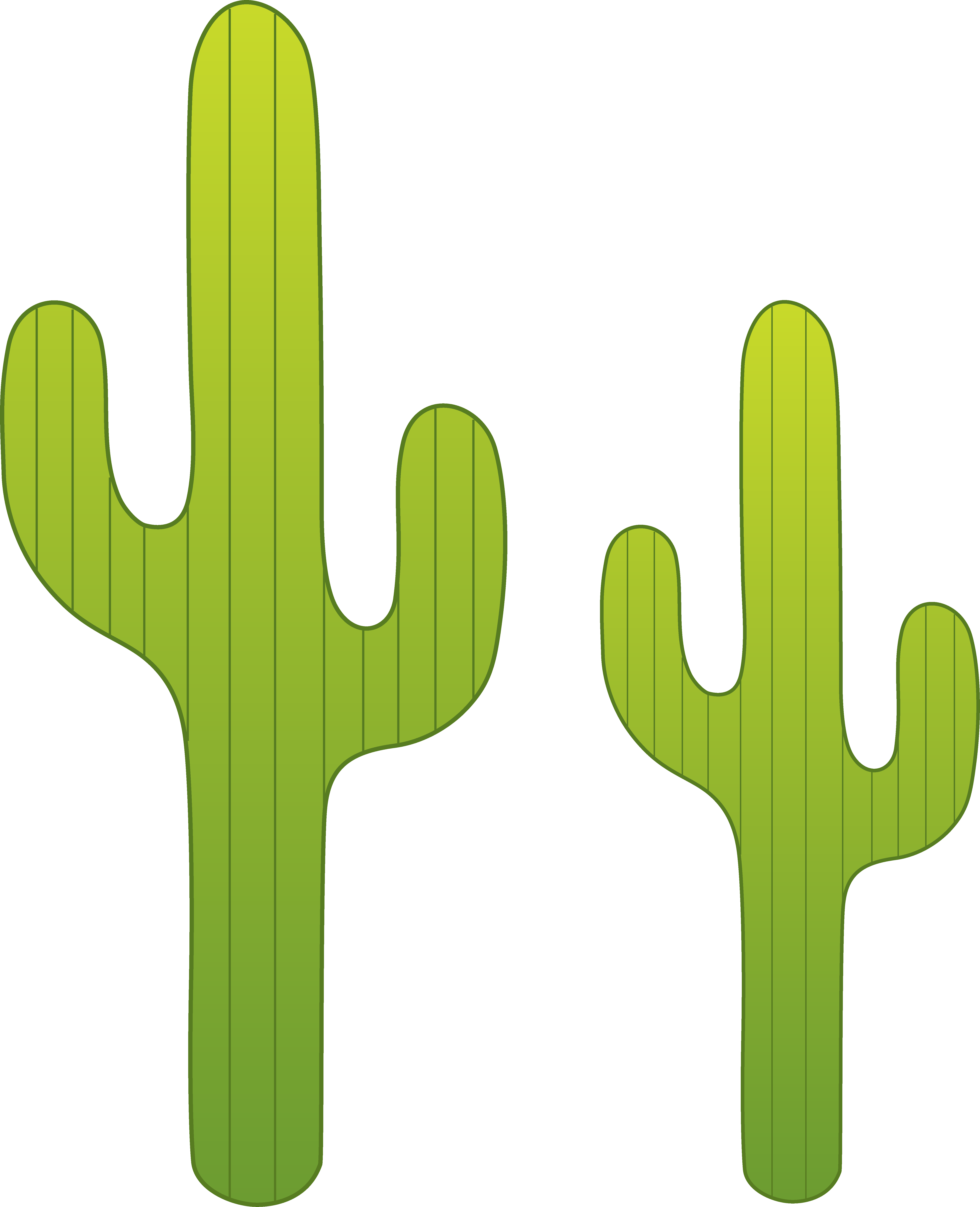 Two Saguaro Cacti - Free Clip Art