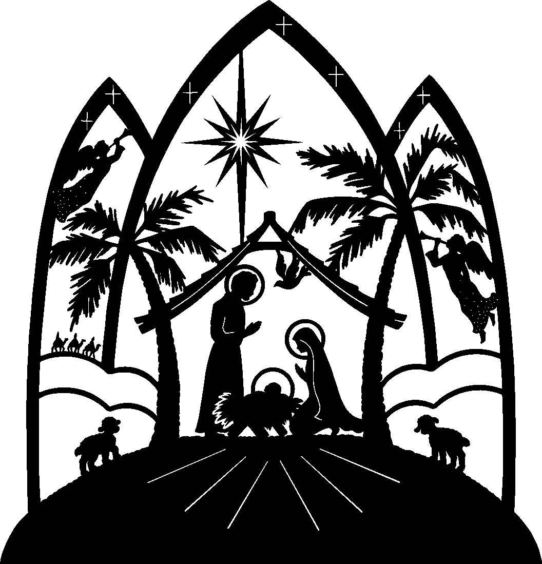 Xmas Stuff For > Christian Christmas Clipart Black And White