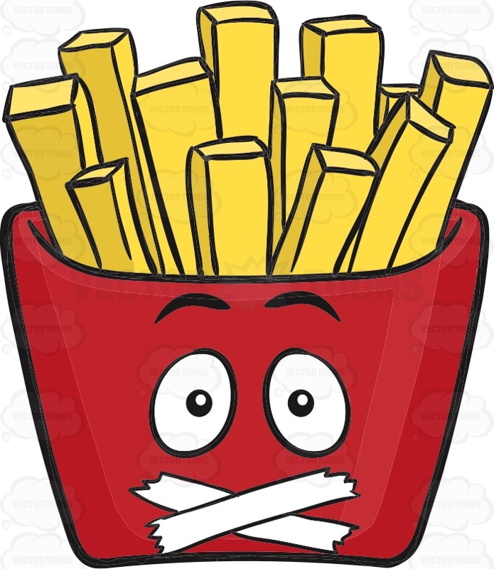Red Pack Of French Fries With Sealed Mouth. Emoji | Stock Cartoon ...