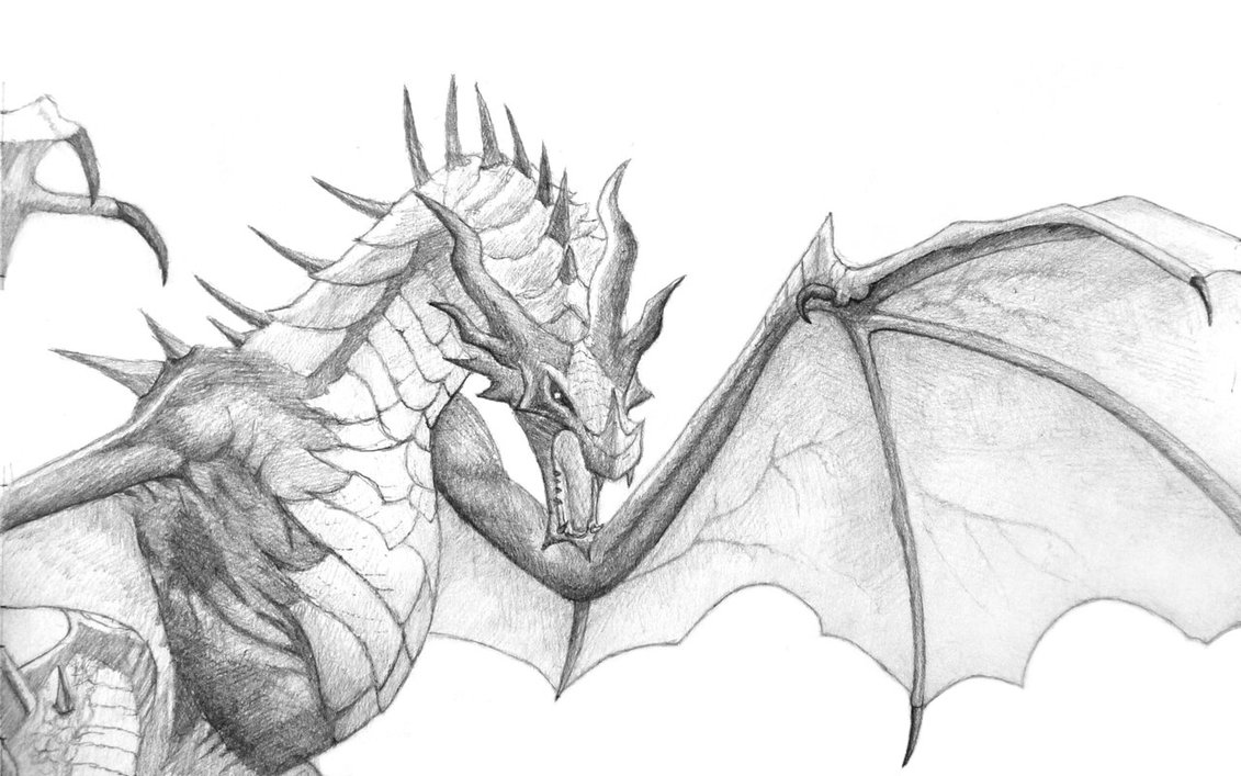 Skyrim Evil Dragon Drawing | DrawingSomeone.com