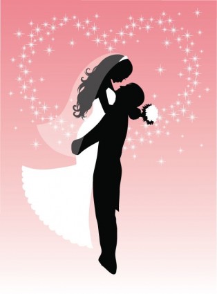 Bride and Groom Silhouette Vector Graphic Free vector in ...