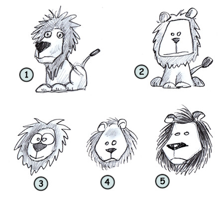 Drawing a cartoon lion
