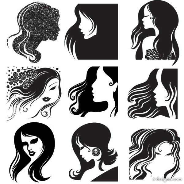 4-Designer | female head silhouette vector material