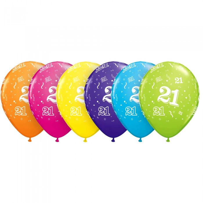 21st Birthday Assorted Latex Party Balloons (packet of 6) - Good ...