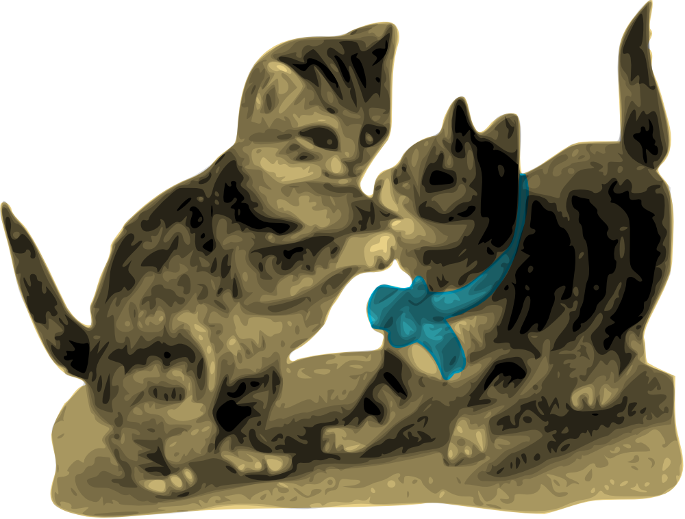 OnlineLabels Clip Art - Kittens, One With Blue Ribbon