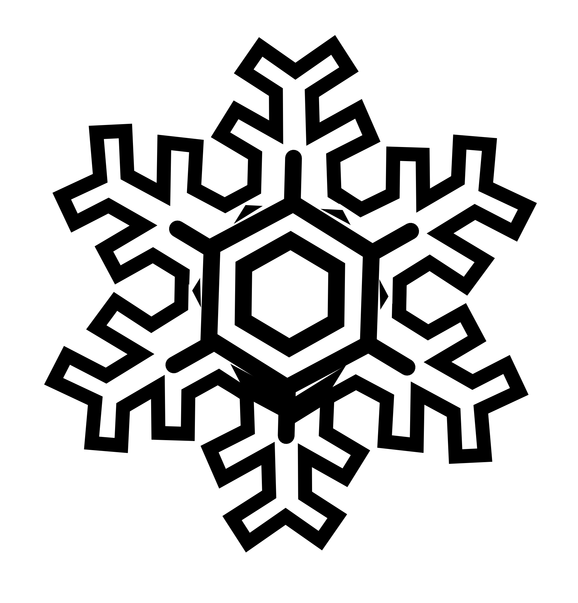 Snowflake Stylized Black White Line Art Christmas Xmas Holiday ...