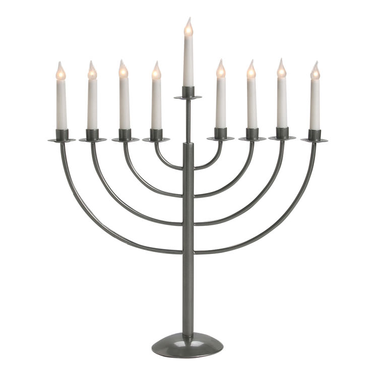 Electric Menorah For Hanukkah-Silver With Candle Design