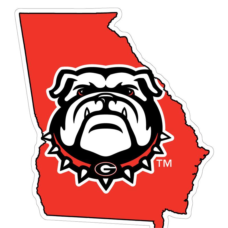 UGA Georgia Bulldogs State with Logo Decal - New Bulldog - ClipArt ...
