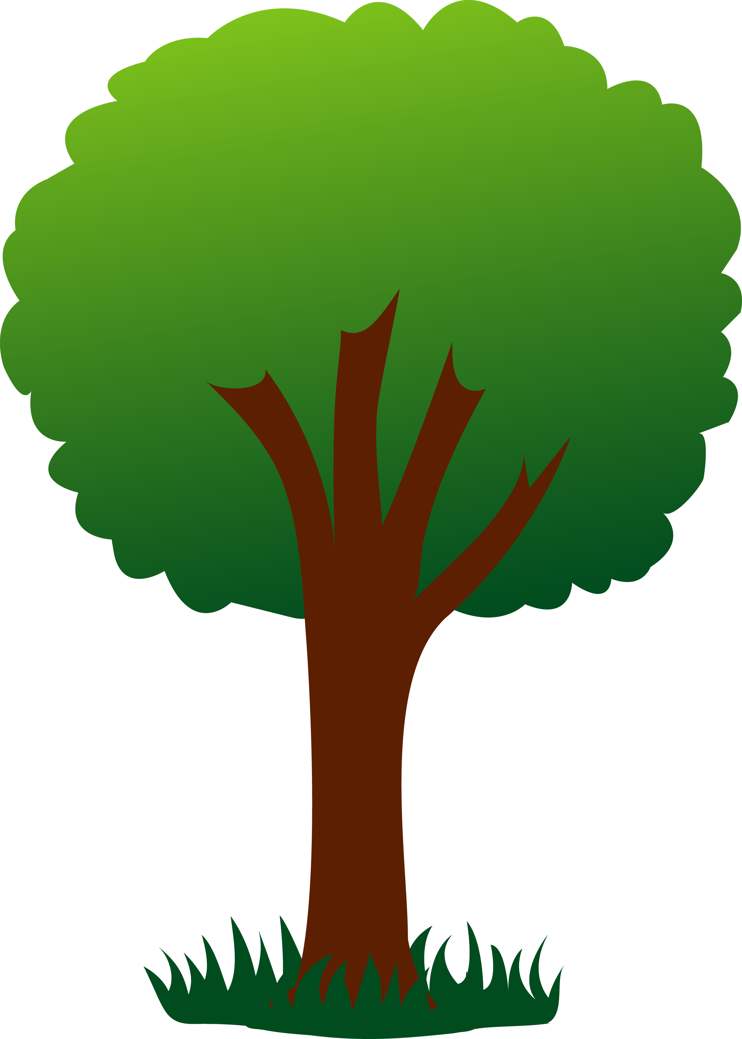 Simple Green Tree in Grass - Free Clip Art