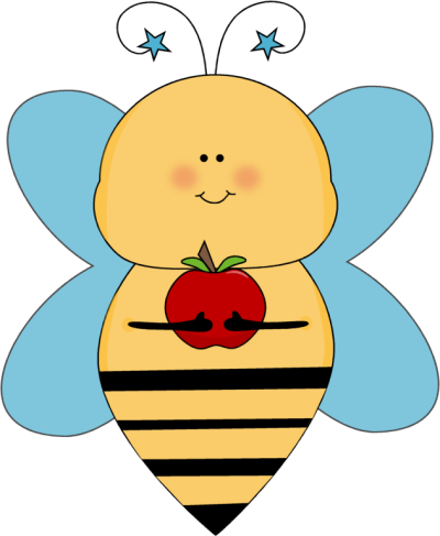 Blue Star Bee with an Apple Clip Art - Blue Star Bee with an Apple ...