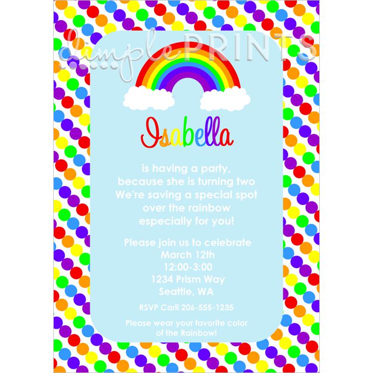 Rainbow Printable Birthday Invitation - Dimple Prints Shop