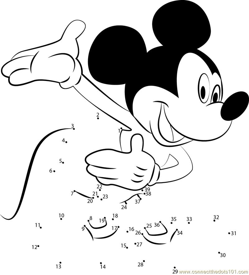 Connect the Dots Mickey Mouse Giving Thanks (Cartoons > Mickey ...