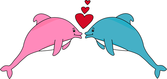 Valentine's Day Dolphins Clip Art - Valentine's Day Dolphins Image