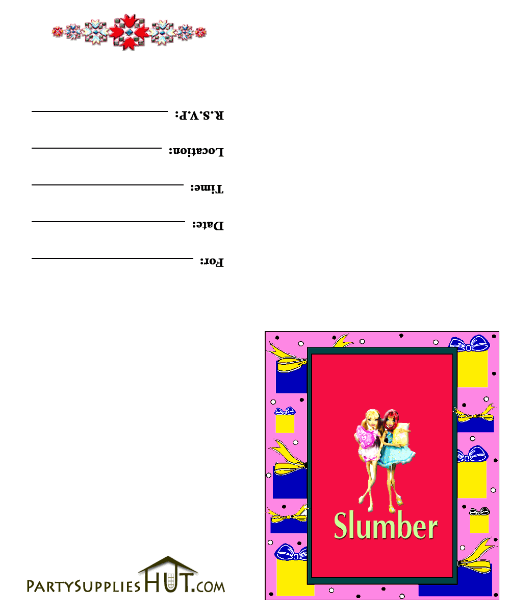 Printable Slumber Party Invitations Cards - DYNASTY™ 東方不敗 ...
