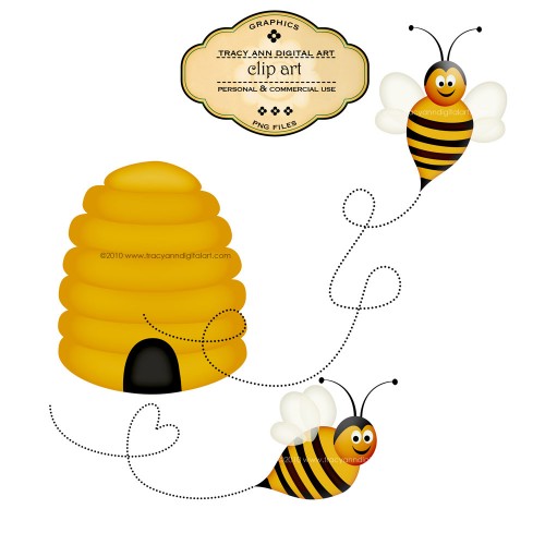 Honey Bees, Beehive - Clip Art | TracyAnnDigitalArt - Graphics on ...