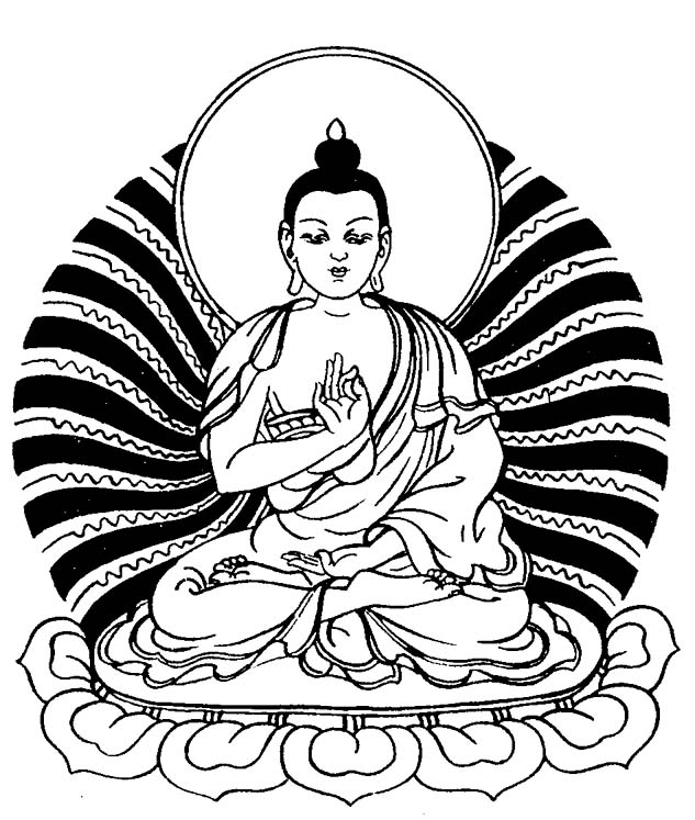 Buddhist Line Art: Buddha Image, Teaching Mudra