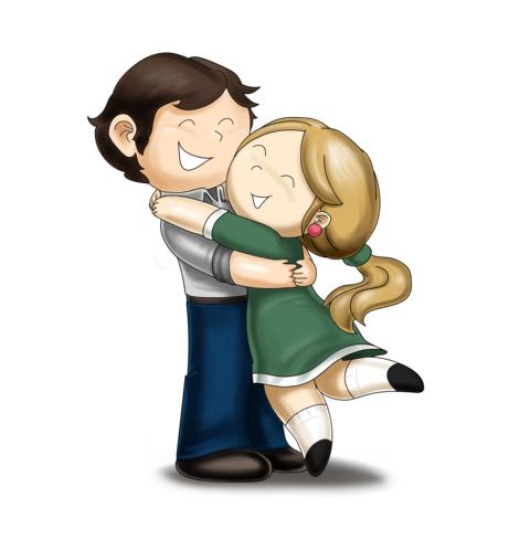Cute Cartoon People Hugging - Gallery
