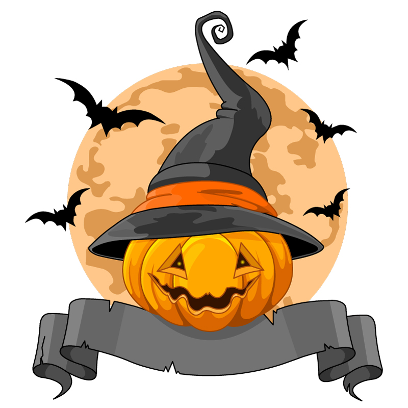 Pumpkin Wizard Hat Ribbon Vector | Free Vector Graphic Download