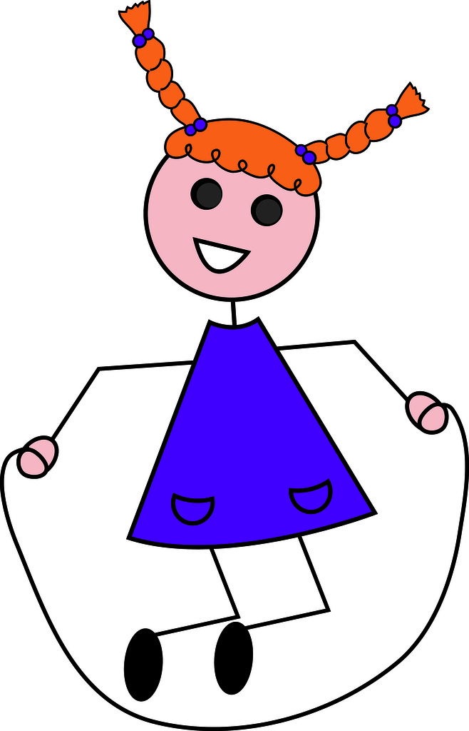 Clip Art Illustration of a Cartoon Little Red Haired Girl Jumping ...
