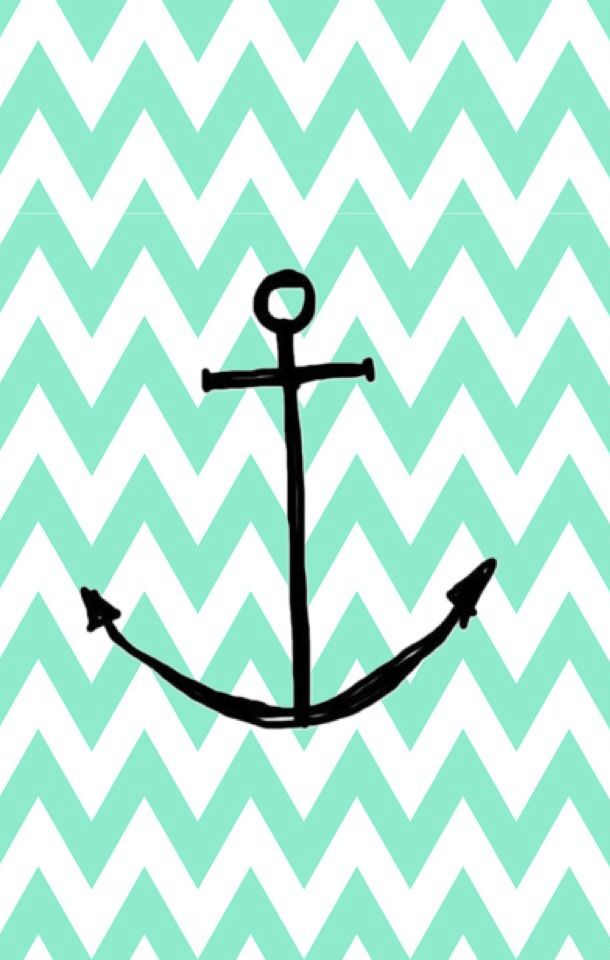 Mint chevron anchor wallpaper iphone | Anchors :) | Pinterest
