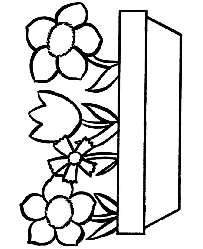 Easy Coloring Pages | Free Printable Flowers in a Pot Easy ...